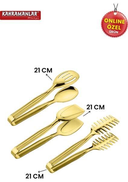 Altı Parça Gold Çelik Izgara ve Salata Maşa Seti, Şık ve Dayanıklı Tasarım fırsatları