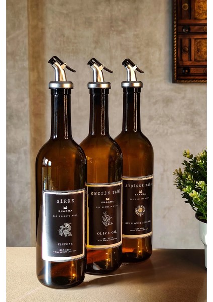 Doğal Yağ ve Sirke Seti, 3'lü, 750ML, Şık Şişe Tasarımı fiyatları