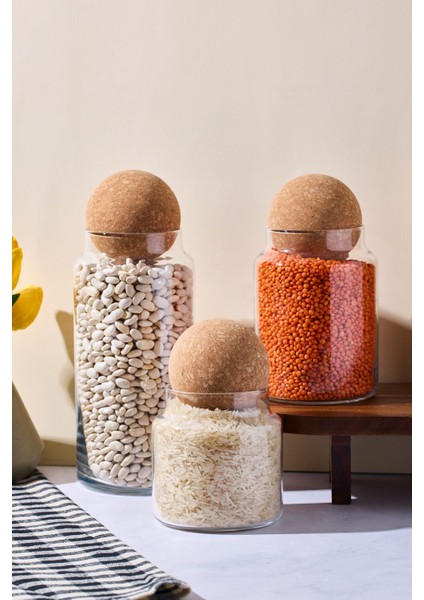 3'lü Top Mantar Kapaklı Cam Kavanoz ve Baharat Seti, Şık ve Kullanışlı Tasarım modelleri
