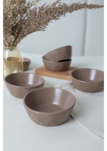 Taupe Kristal Çerezlik ve Sosluk Seti, 12 Cm, 6'lı
