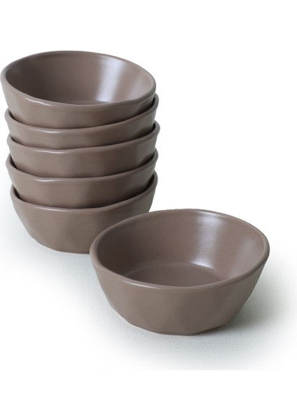 Taupe Kristal Çerezlik ve Sosluk Seti, 12 Cm, 6'lı