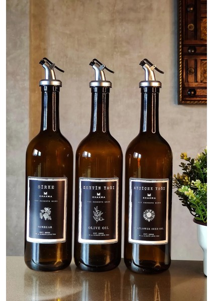 Doğal 3'lü Yağ ve Sirke Seti, 750ML, Şık Şişe Tasarımı modelleri