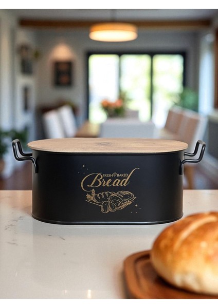 Şık Siyah Metal Ekmeklik, Kapaklı ve Dayanıklı Tasarım fiyatları
