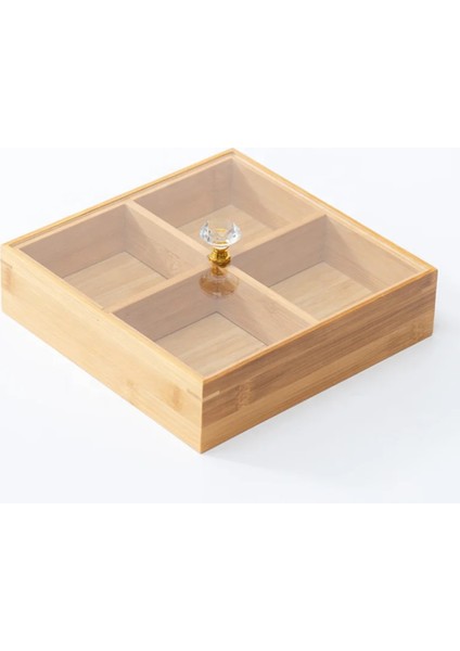 4 Bölmeli Bambu Çerezlik, Kapaklı, Kahvaltılık, Akrilik, 24 Cm, Şık ve Kullanışlı fırsatları