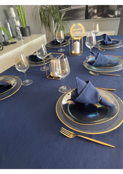 6'lı Keten Dokulu Lacivert Kumaş Peçete Seti, Şık ve Dayanıklı Masa Aksesuarı fiyatları