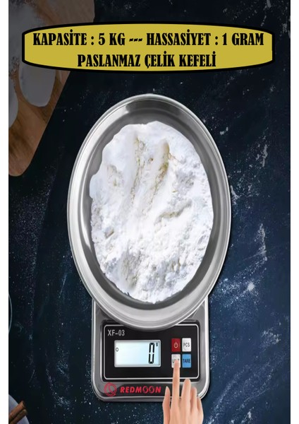 Paslanmaz Çelik Kefeli Dönerci ve Mutfak Terazisi 5 Kg, 1 Gram Hassasiyet