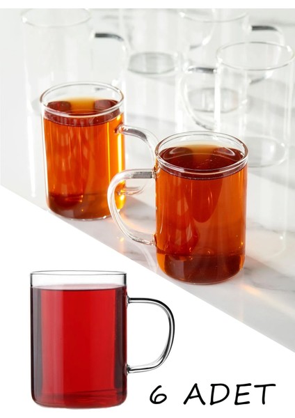 6 Adet 200ML Isıya Dayanıklı Termisil Cam Kupa, Çay ve Kahve Bardakları Turuncu