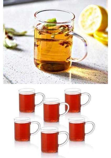 6 Adet 200ML Isıya Dayanıklı Termisil Cam Kupa, Çay ve Kahve Bardakları Turuncu fiyatları