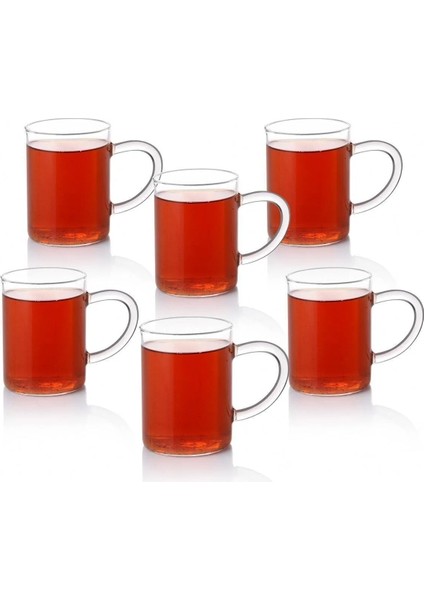 6 Adet 200ML Isıya Dayanıklı Termisil Cam Kupa, Çay ve Kahve Bardakları Turuncu modelleri