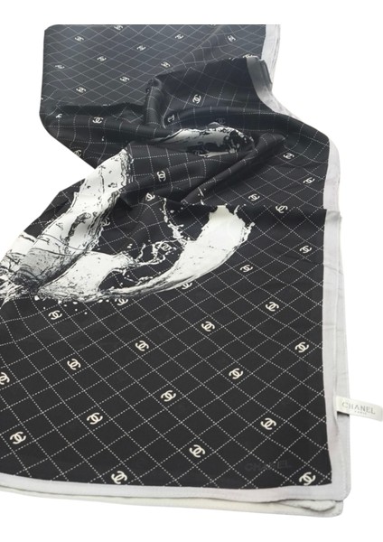 Ekose C Desen Vual Ipek Şal Siyah