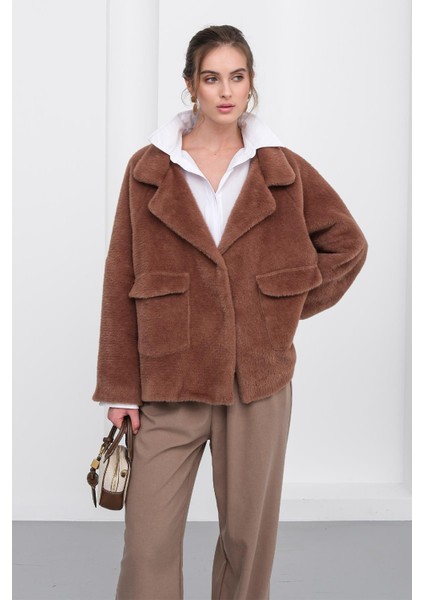 Angora Görünümlü Salaş Ceket Kahve 8279 fiyatları