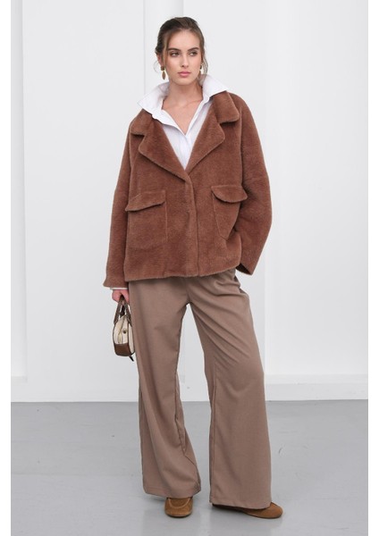 Angora Görünümlü Salaş Ceket Kahve 8279 modelleri