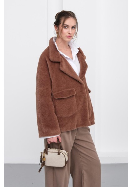 Angora Görünümlü Salaş Ceket Kahve 8279 fırsatları
