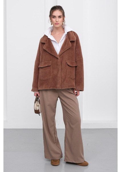 Angora Görünümlü Salaş Ceket Kahve 8279 indirimleri