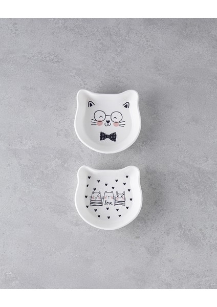 Seramik 2'li Kase Seti, 14 Cm, Şık ve Kullanışlı, Beyaz ve Yeşil Renkli