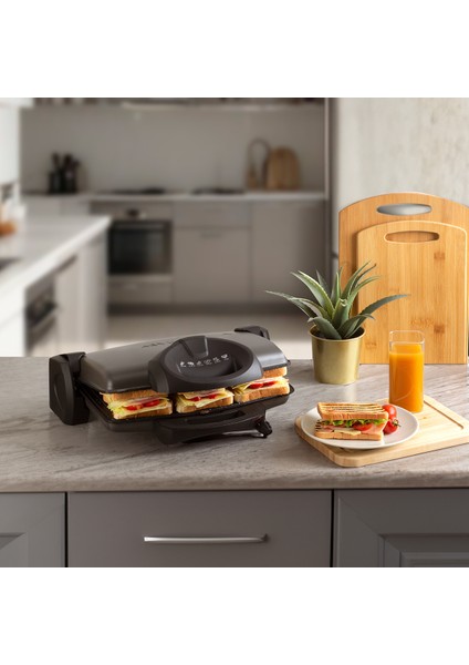 Antrasit Renkli Çok Fonksiyonlu Tost ve Izgara Makinesi