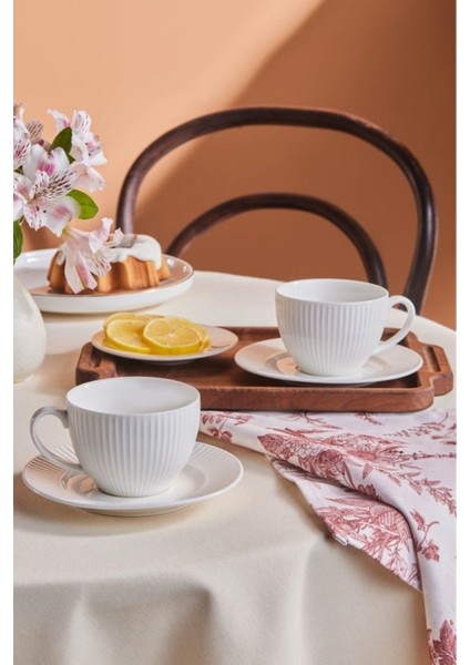 Iki Kişilik Beyaz Çay Fincanı 230 Ml, Şık ve Kullanışlı Set
