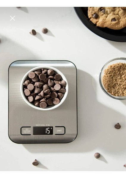 Paslanmaz Dijital Mutfak Tartısı 1-5kg, Pil Hediyeli