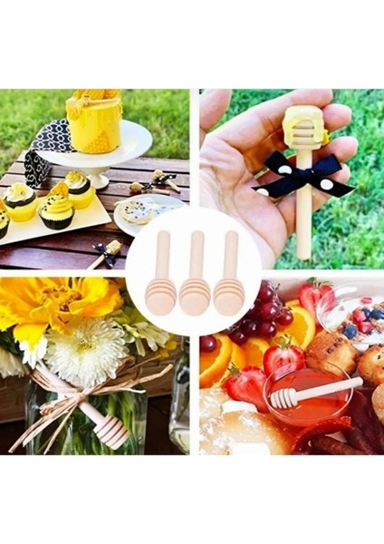 50 Adet 6 cm Ahşap Mini Bal Kaşığı Daldız Magnet Düğün Nişan Kına Dekorasyon