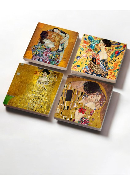 Sanat Temalı 4'lü Taş Bardak Altlığı Seti, Zarif ve Şık Dekorasyon Hediye fiyatları