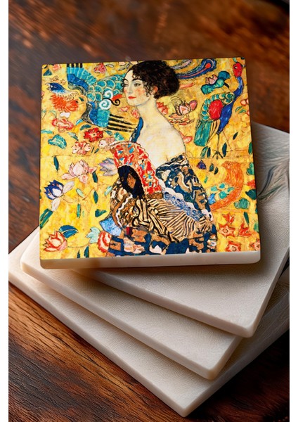 Sanat Temalı 4'lü Taş Bardak Altlığı Seti, Zarif ve Şık Dekorasyon Hediye modelleri