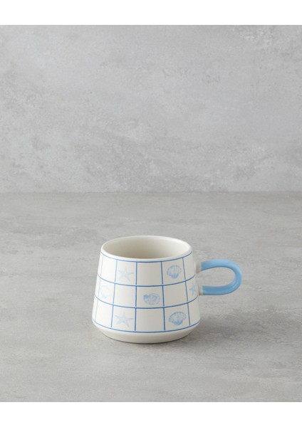 Mavi ve Ekru Renkli 340 ml Seramik Kupa, Şık ve Kullanışlı Tasarım