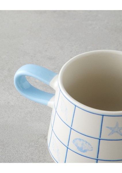 Mavi ve Ekru Renkli 340 ml Seramik Kupa, Şık ve Kullanışlı Tasarım fiyatları