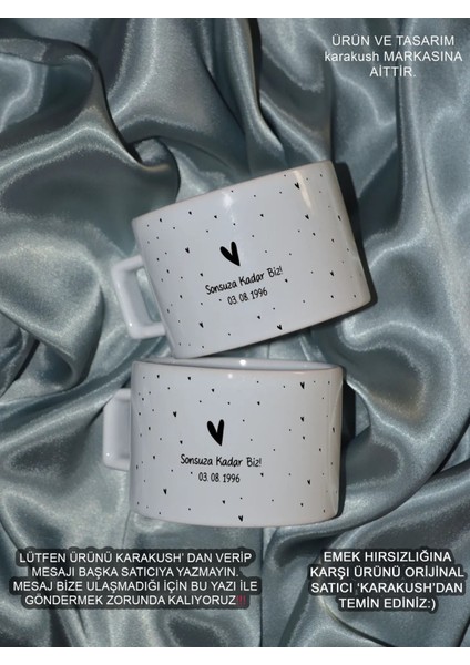 Iki Kişilik Özel Tasarım Sevgililer Günü Kupa Seti Beyaz