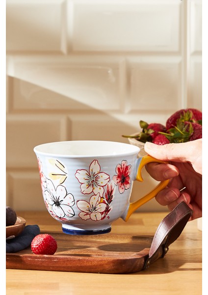 Mavi 435 ml Yeni Seramik Kupa, Şık ve Kullanışlı Içecek Kabı fiyatları