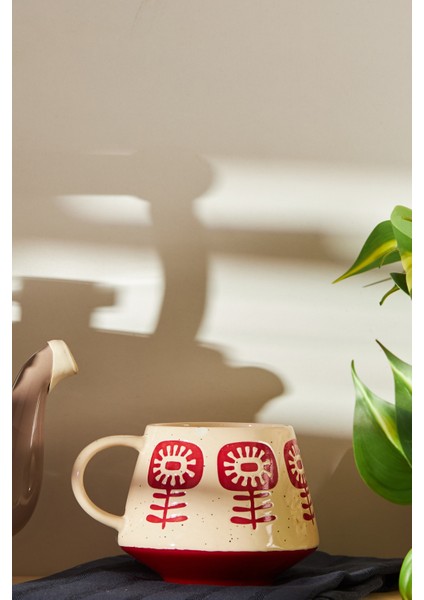 Bordo Ethnic Grass Kupa 480 ml Şık ve Modern Tasarım, Ev ve Ofis Kullanımı Için Ideal