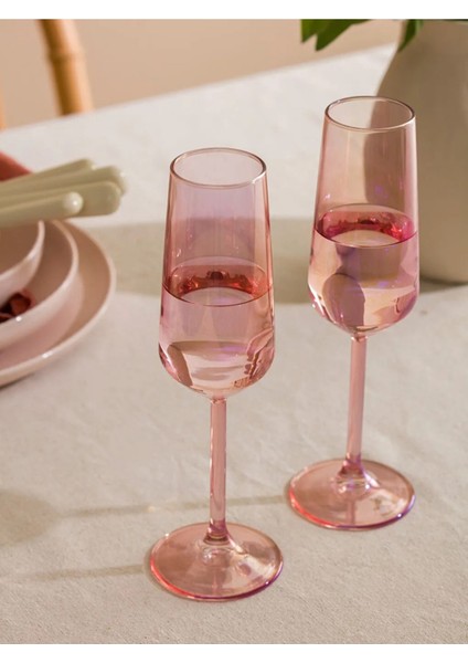 Pembe Cam Ayaklı Su ve Kahve Yanı Bardağı Takımı, 2'li Set fırsatları