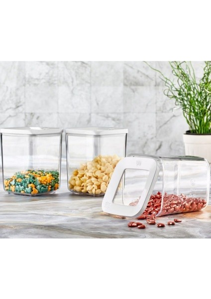 Beyaz Kare Saklama Kabı 900 Ml, 3'lü Set, Şık ve Kullanışlı Mutfak Ürünü