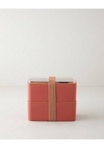 Turuncu 2 Katlı Plastik Öğle Yemeği Kutusu 1l, Sağlıklı ve Şık Tasarım