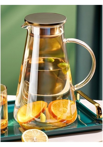 Şık Borosilikat Cam Sürahi, Metal Kapak, 1900 Ml, Zarif ve Dayanıklı Tasarım fiyatları