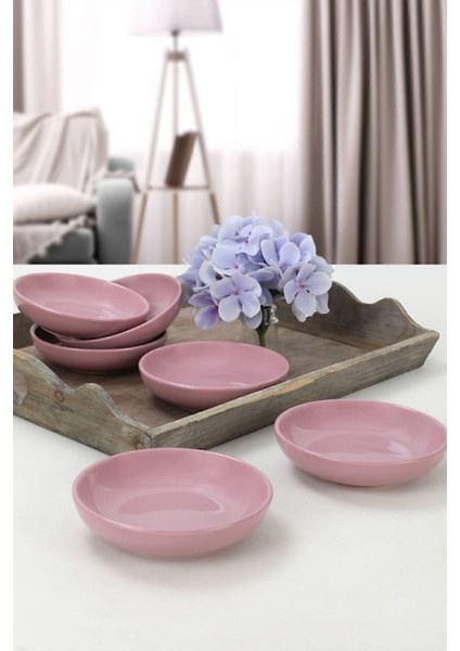 Pembe 13 cm 6'lı Halka Çerezlik ve Sosluk Seti, Şık ve Kullanışlı.