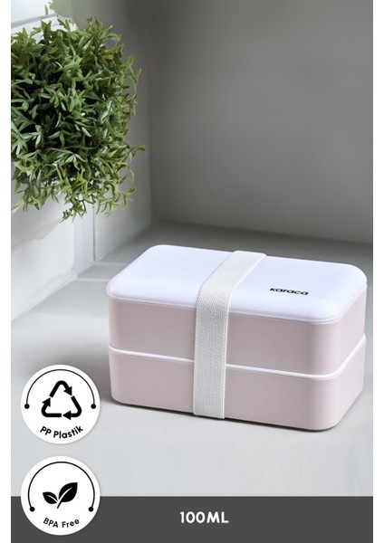 2 Katlı Bölmeli Kapaklı Saklama Kutusu, Pembe, Pratik ve Şık Yemek Taşıma Çözümü fiyatları