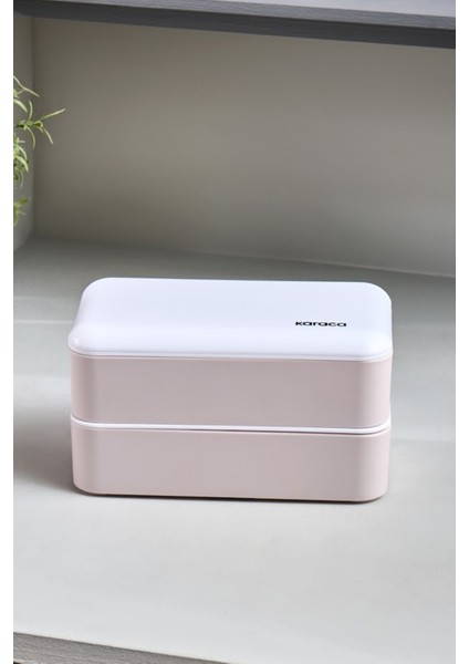2 Katlı Bölmeli Kapaklı Saklama Kutusu, Pembe, Pratik ve Şık Yemek Taşıma Çözümü fırsatları