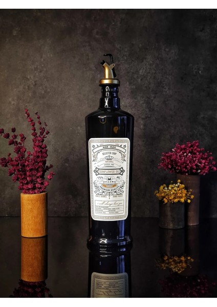 750 ml Italyan Cam Yağdanlık, Vintage Ayçiçeği Desenli, Gold ve Siyah Seçenekler fiyatları