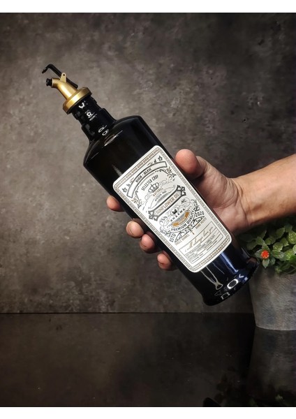 750 ml Italyan Cam Yağdanlık, Vintage Ayçiçeği Desenli, Gold ve Siyah Seçenekler modelleri