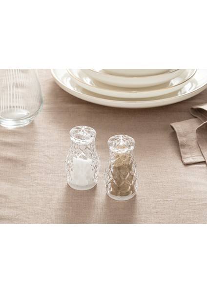 Şeffaf Agate Cam Tuzluk ve Biberlik 4,7x8,2 Cm, Şık ve Kullanışlı Set