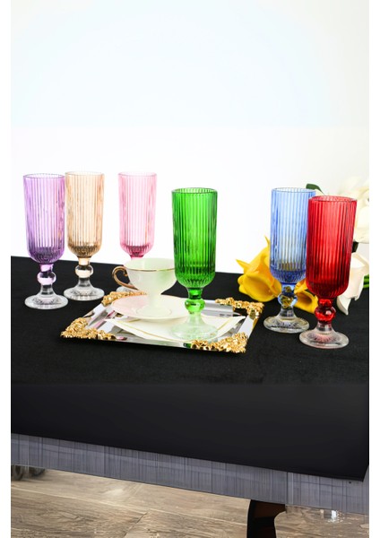 6 Renk Kristal Ayaklı Su ve Meşrubat Bardağı, Şık Sunum Için Ideal modelleri