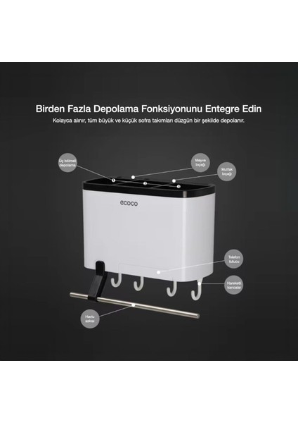 Beyaz Duvara Yapışkanlı Çatal Kaşık Bıçak Düzenleyici