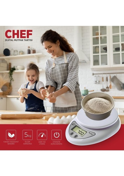 Akıllı Mutfak Tartısı Beyaz, Hassas Ölçüm, Kullanışlı ve Şık Tasarım fırsatları