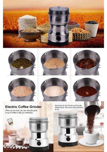 Mini Elektronik Kahve ve Baharat Öğütücü, Gümüş Renkli, Kompakt ve Kullanışlı fiyatları