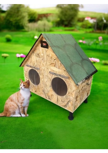 Kedi Evi Kedi Yuvası Su ve Isı Yalıtımlı Iki Bölmeli 2yetişkin Kedi Için modelleri