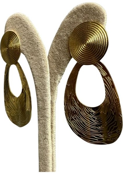7051 Parmak Izi Model Sallantılı Çelik Küpe