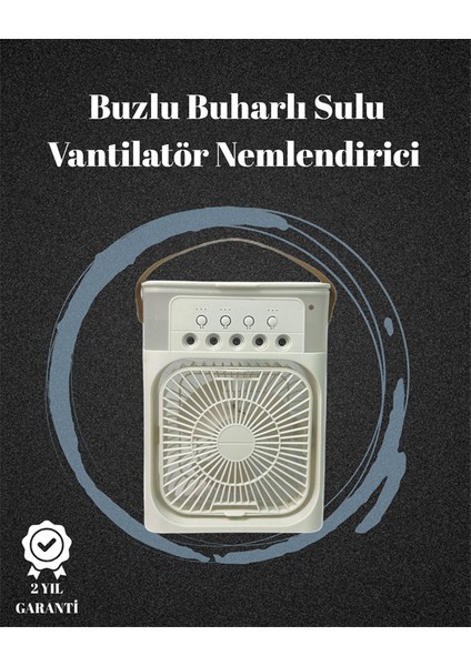 Zengezur USB Bağlantılı 3'ü 1 Arada Nemlendirici Mini Klima Fan | 7 Renk Işıklı