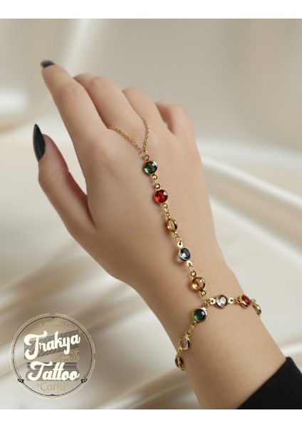 Çelik Zirkon Taşlı Şahmeran Bileklik