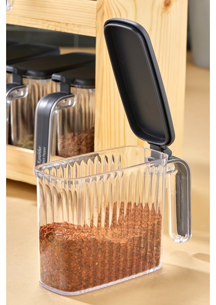 Şık 10'lu Ahşap Standlı Kapaklı Baharatlık Takımı (Siyah) modelleri