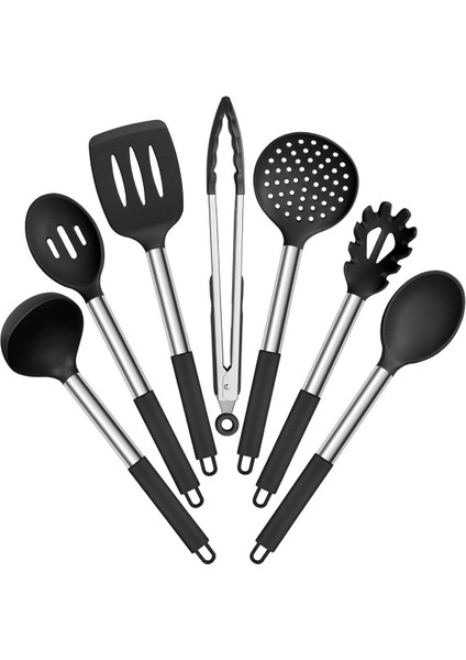 7 Parça Isıya Dayanıklı Silikon Servis Seti, Siyah fiyatları